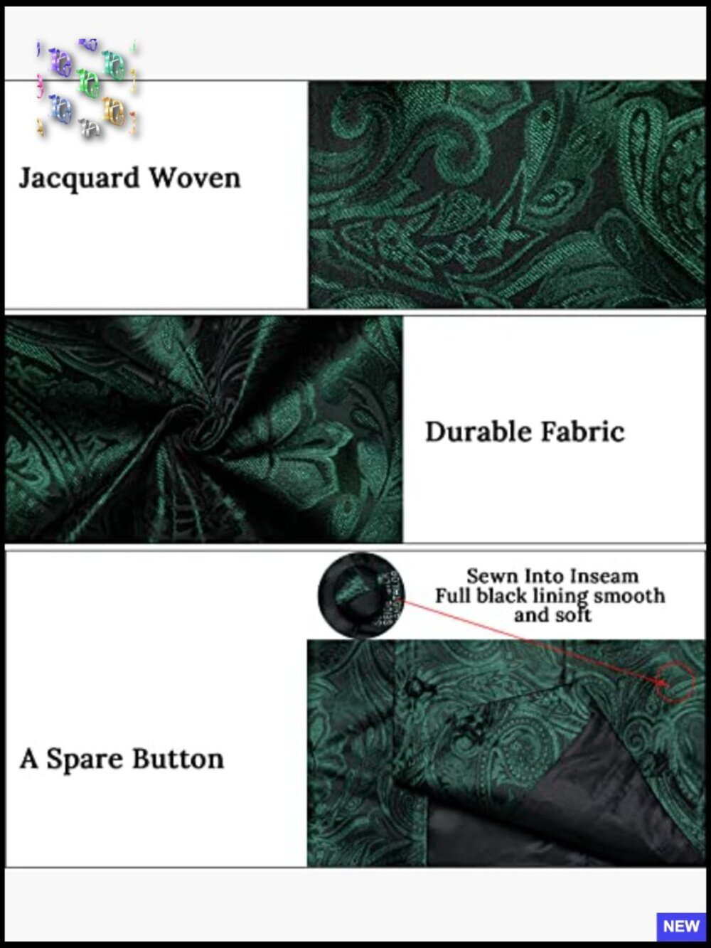 Men's Silk Paisley Vest Set Classic Formal Elegant Wedding Party Tuxedo - Picture 6 of 7
